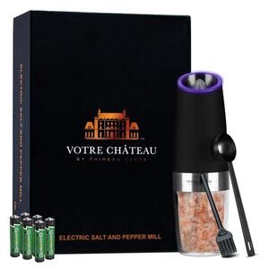 Votre Château Electric Salt or Pepper Grinder w Spice Scoop & Cleaning Brush NEW